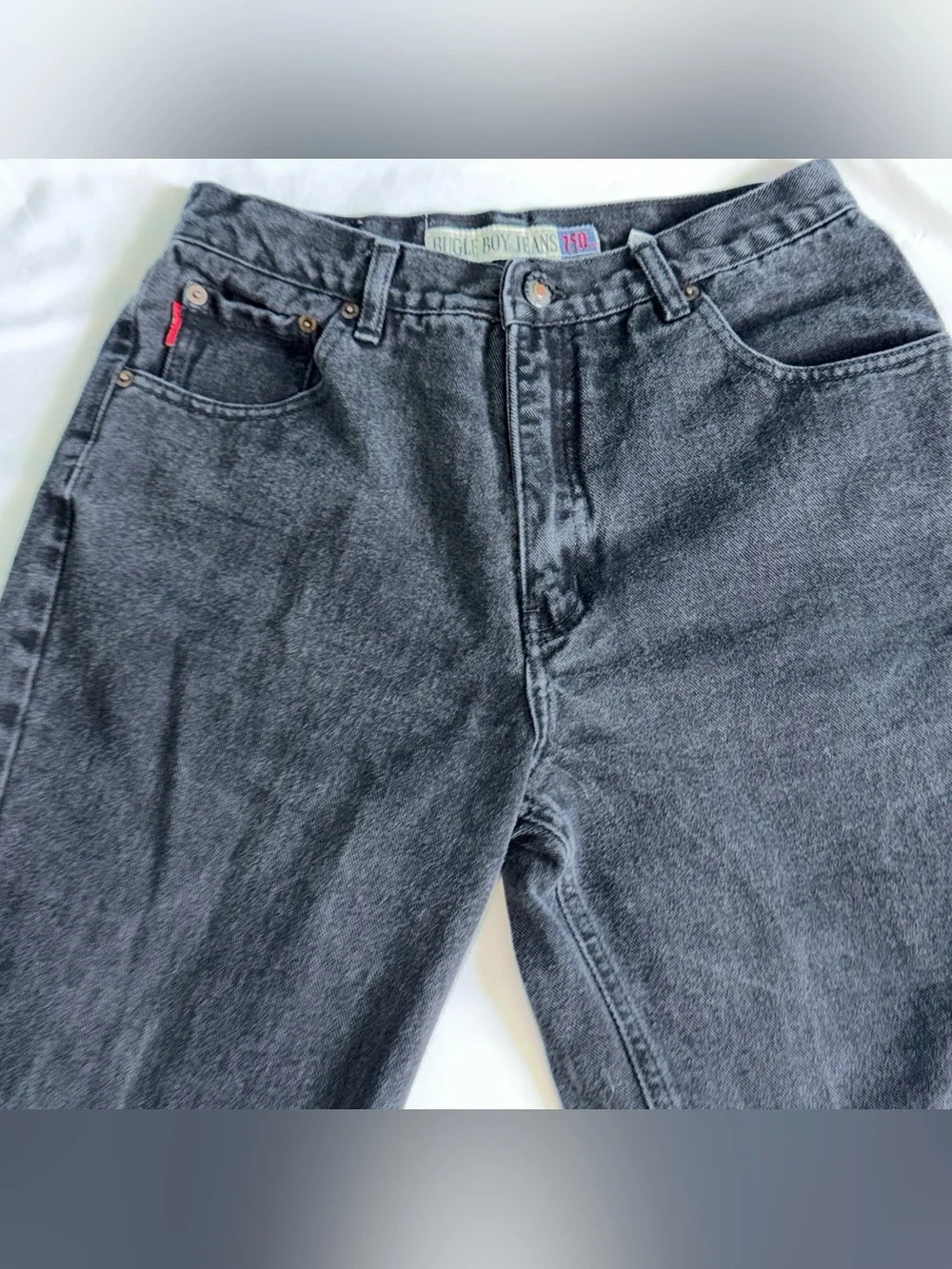 Vintage 90s Bugle Boy 750 Black Wash 100% Cotton Denim Classic Straight Jean 32”